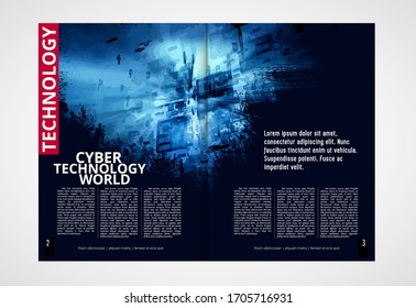Printing magazine with 3D rendering technology concept easy to editable