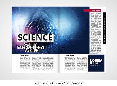 Revista de impresión con el concepto de tecnología de representación 3D fácil de editar