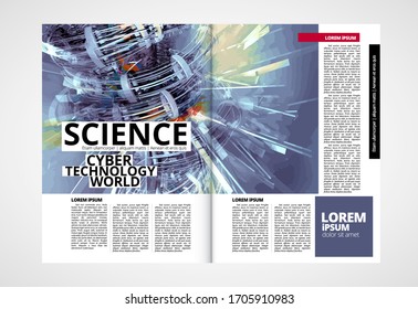 Printing magazine with 3D rendering technology concept easy to editable