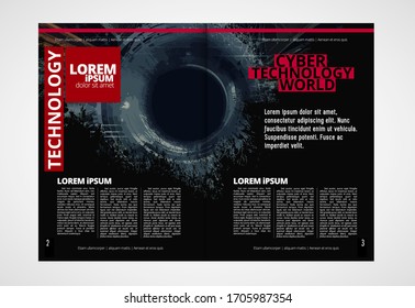 Revista de impresión con el concepto de tecnología de representación 3D fácil de editar
