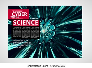 Printing magazine with 3D rendering technology concept easy to editable