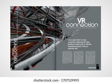 Printing magazine with 3D rendering technology concept easy to editable