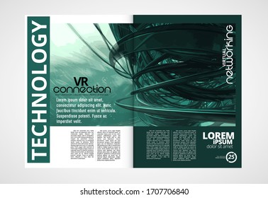 Revista de impresión con el concepto de tecnología de representación 3D fácil de editar