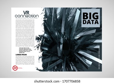 Revista de impresión con el concepto de tecnología de representación 3D fácil de editar