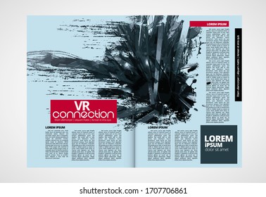 Printing magazine with 3D rendering technology concept easy to editable