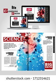 Printing magazine with 3D rendering technology concept easy to editable