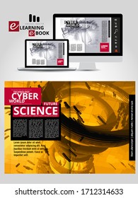Revista de impresión con el concepto de tecnología de representación 3D fácil de editar
