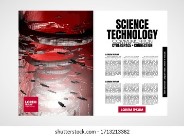 Revista de impresión con el concepto de tecnología de representación 3D fácil de editar