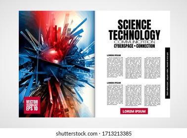 Printing magazine with 3D rendering technology concept easy to editable