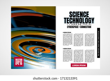 Revista de impresión con el concepto de tecnología de representación 3D fácil de editar