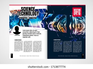 Revista de impresión con el concepto de tecnología de representación 3D fácil de editar