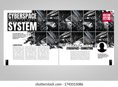 Printing magazine with 3D rendering technology concept easy to editable