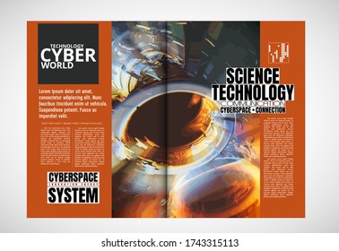Printing magazine with 3D rendering technology concept easy to editable