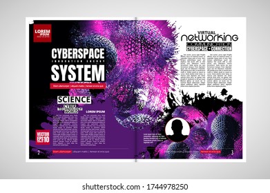 Printing magazine with 3D rendering technology concept easy to editable