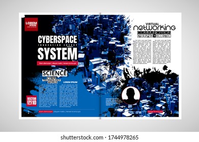 Printing magazine with 3D rendering technology concept easy to editable