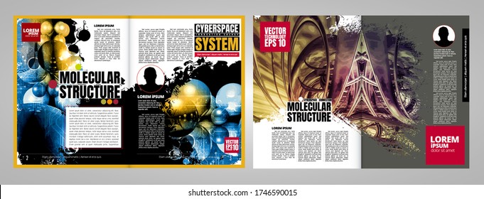 Revista de impresión con el concepto de tecnología de representación 3D fácil de editar