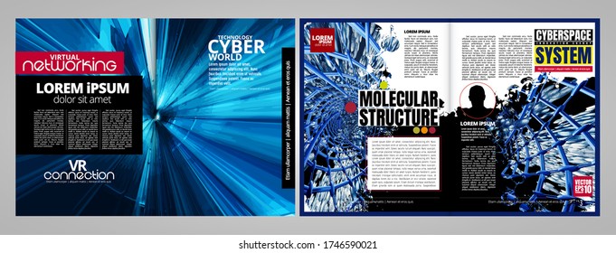 Printing magazine with 3D rendering technology concept easy to editable