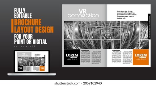 Druckzeitschrift, Broschürenlayout auf technischem Hintergrund, Vektorgrafik