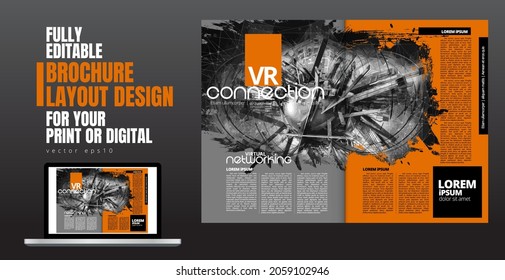 Printing magazine, brochure layout with technology background, vector