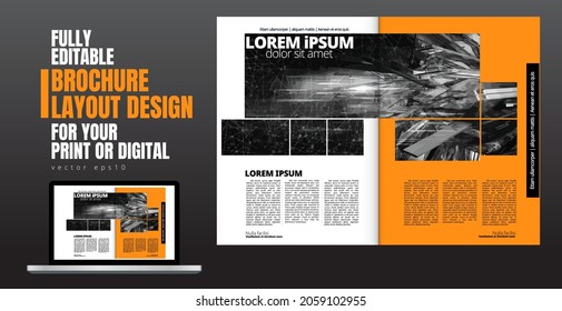 Printing magazine, brochure layout with technology background, vector