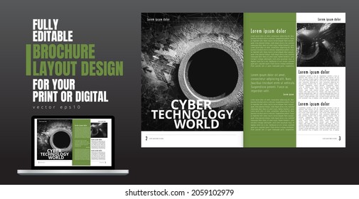 Printing magazine, brochure layout with technology background, vector