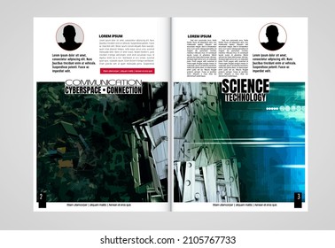 Printing magazine, brochure layout with technology background, vector