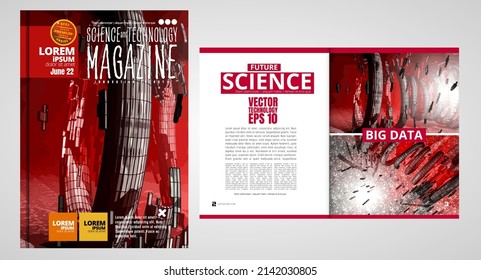 Printing magazine, brochure layout with technology background, vector