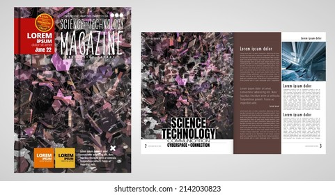 Printing magazine, brochure layout with technology background, vector