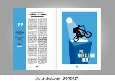 Printing magazine or e-book with sport subject in background, easy to editable vector