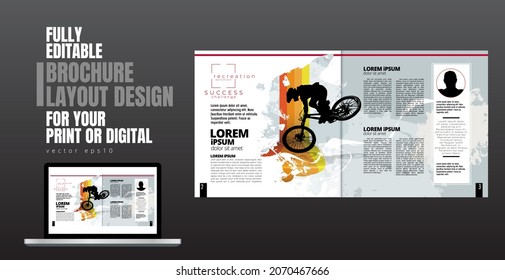 Printing magazine or e-book with sport subject in background, easy to editable vector