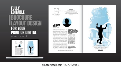 Printing magazine or e-book with sport subject in background, easy to editable vector