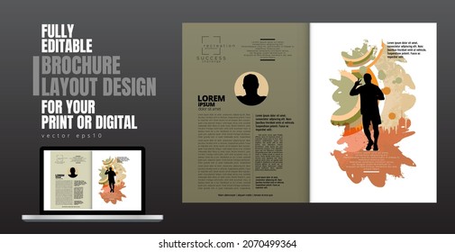 Printing magazine or e-book with sport subject in background, easy to editable vector
