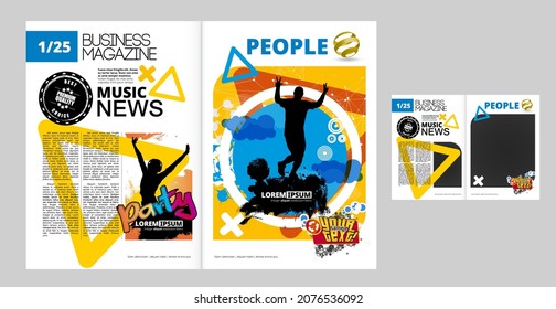 Printing magazine or e-book with sport subject in background, easy to editable vector