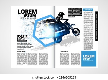 Printing magazine or e-book with sport subject in background, easy to editable vector