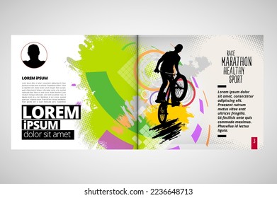 Printing magazine or e-book with sport subject in background, easy to editable vector