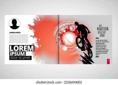 Printing magazine or e-book with sport subject in background, easy to editable vector