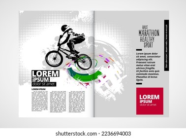 Printing magazine or e-book with sport subject in background, easy to editable vector