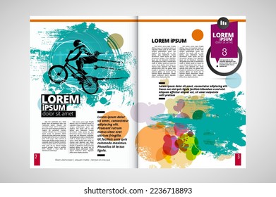 Printing magazine or e-book with sport subject in background, easy to editable vector