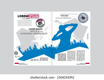 Printing magazine with music subject in background, easy to editable vector