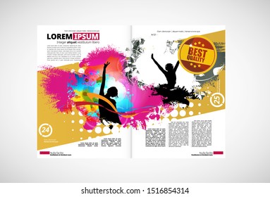 Printing magazine with music subject in background, easy to editable vector