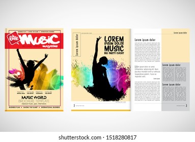 Printing magazine with music subject in background, easy to editable vector