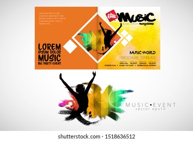 Printing magazine with music subject in background, easy to editable vector