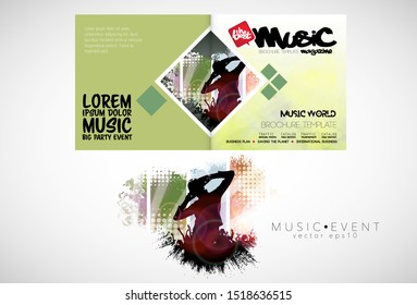 Printing magazine with music subject in background, easy to editable vector