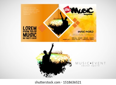 Printing magazine with music subject in background, easy to editable vector