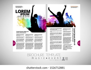 Printing magazine with music subject in background, easy to editable vector