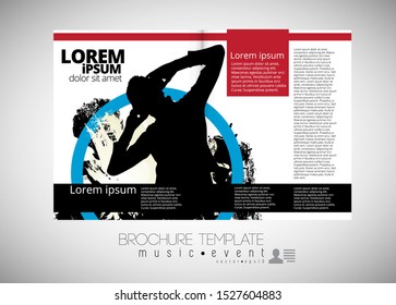 Printing magazine with music subject in background, easy to editable vector