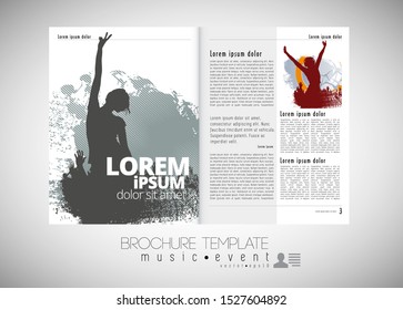 Printing magazine with music subject in background, easy to editable vector