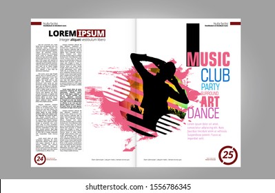 Printing magazine with music subject in background, easy to editable vector