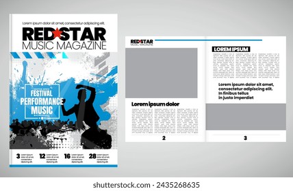 Printing magazine with music subject in background, easy to editable vector