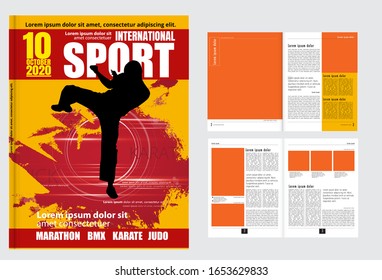 Printing magazine with sport subject in background, easy to editable vector